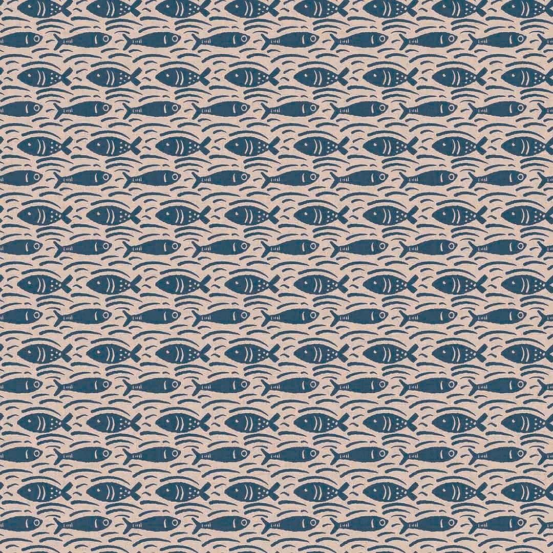 Catch of the Day Wallpaper - Classic Navy on Lady Coral - LAN100294 - Lucie Annabel - Premier Wallcovering