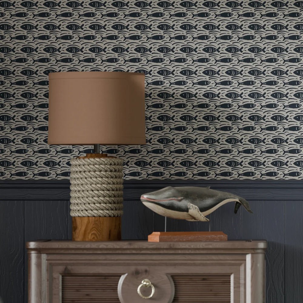 Catch of the Day Wallpaper - Classic Navy - LAN100296 - Lucie Annabel - Premier Wallcovering