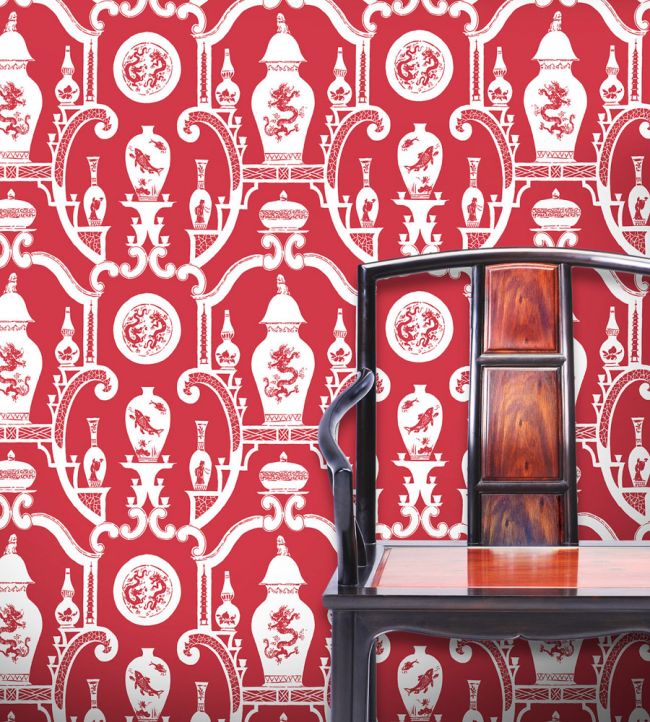 Cathay Wallpaper - Chinese Red - Madeaux - W1300 - 10 - Premier Wallcovering
