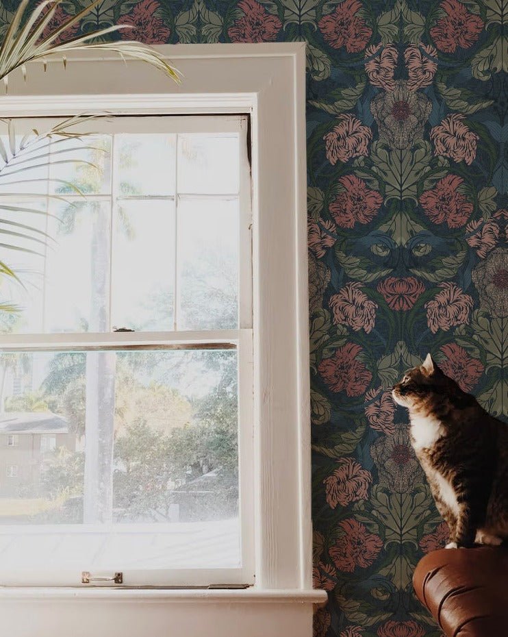 Cecilia Wallpaper - Ink - Summer Gray - Premier Wallcovering
