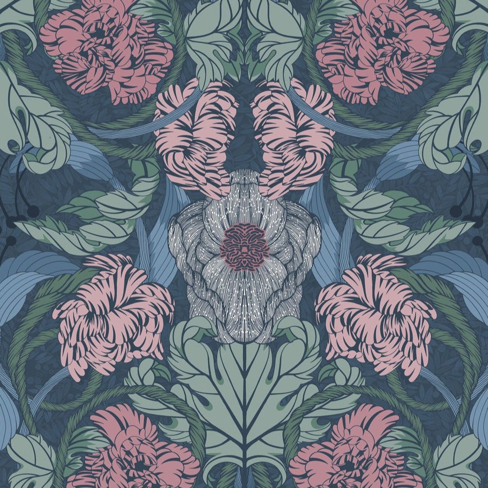 Cecilia Wallpaper - Ink - Summer Gray - Premier Wallcovering