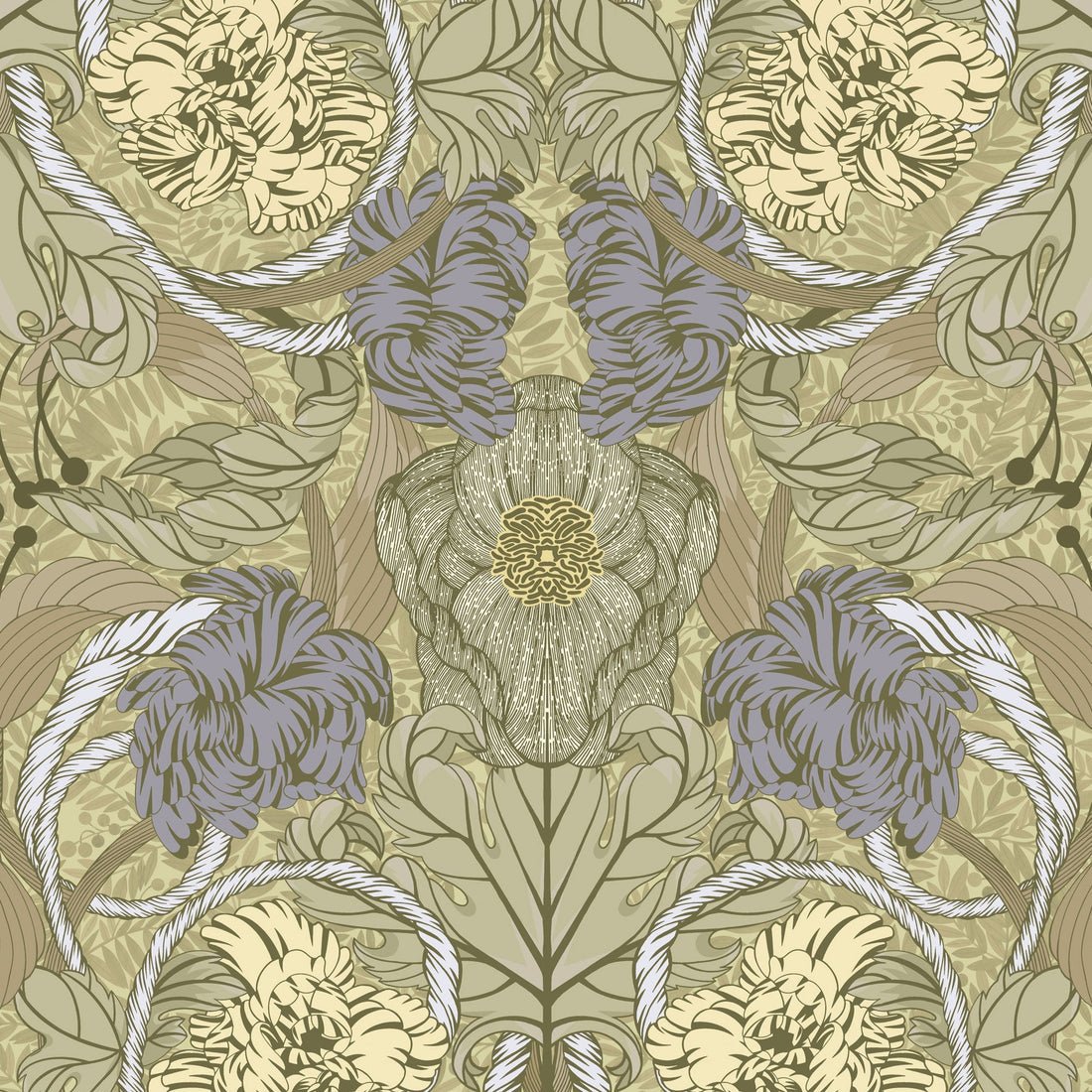 Cecilia Wallpaper - Olive - Summer Gray - Premier Wallcovering