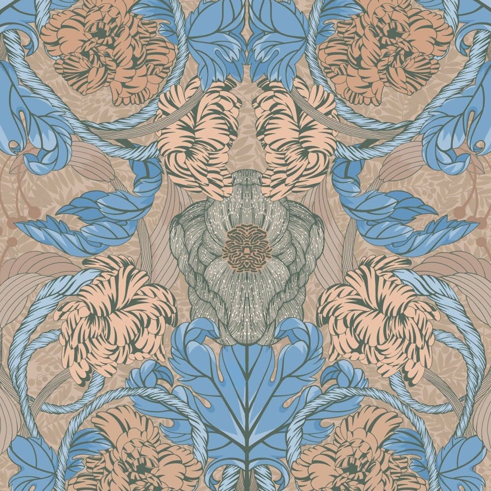 Cecilia Wallpaper - Apricot - Summer Gray - Premier Wallcovering