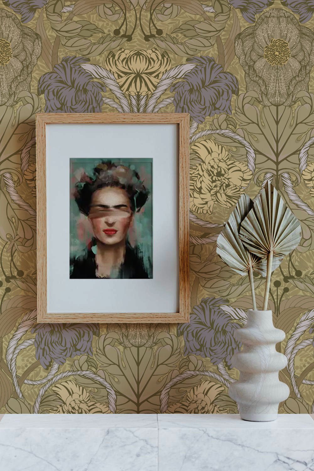 Cecilia Wallpaper - Olive - Summer Gray - Premier Wallcovering