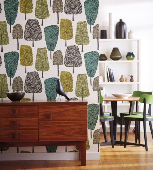 Cedar Wallpaper - Slate / Apple / Ivy - NFIK111083 - Scion - Premier Wallcovering