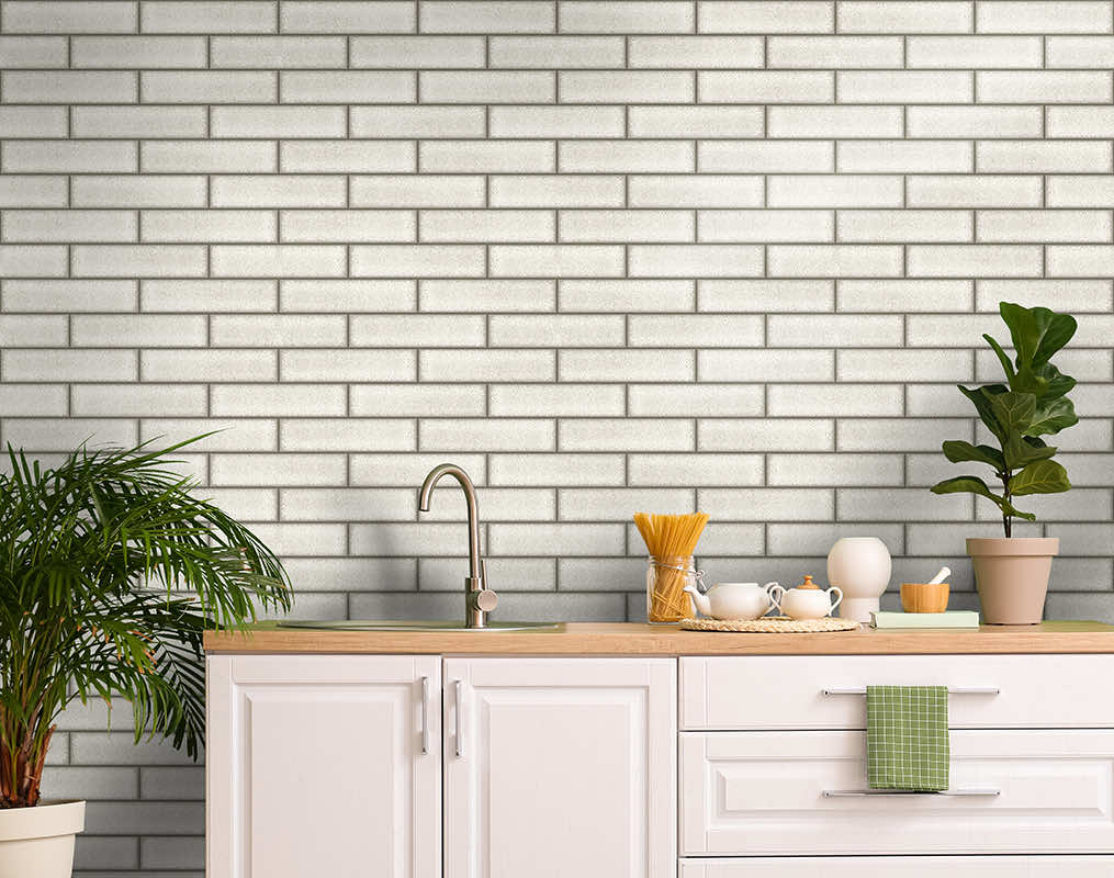 Celadon Gloss Tile Wallpaper - Dove - Holden Décor - 89389 - Premier Wallcovering