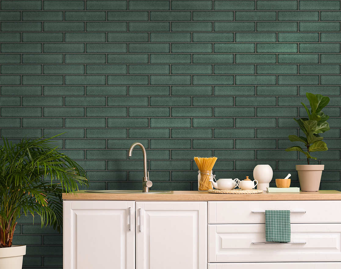 Celadon Gloss Tile Wallpaper - Emerald - Holden Décor - 89386 - Premier Wallcovering