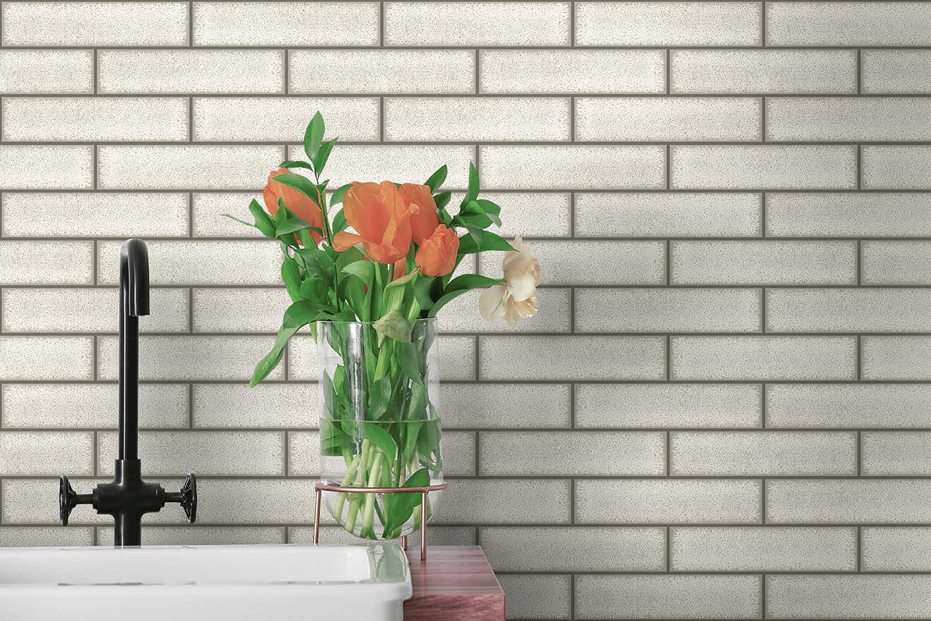 Celadon Gloss Tile Wallpaper - Dove - Holden Décor - 89389 - Premier Wallcovering