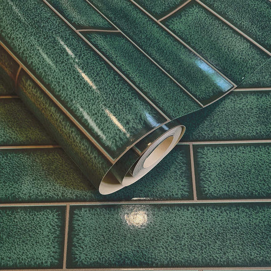Celadon Gloss Tile Wallpaper - Emerald - Holden Décor - 89386 - Premier Wallcovering