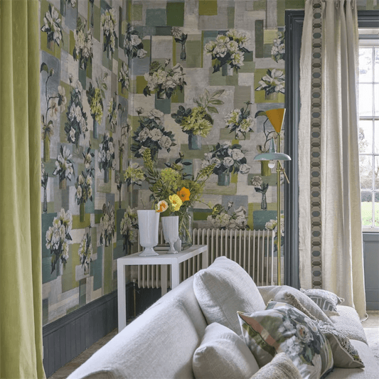 Celadon Vase Grasscloth Wallpaper - Celadon - PDG1205/01 - Designers Guild - Premier Wallcovering