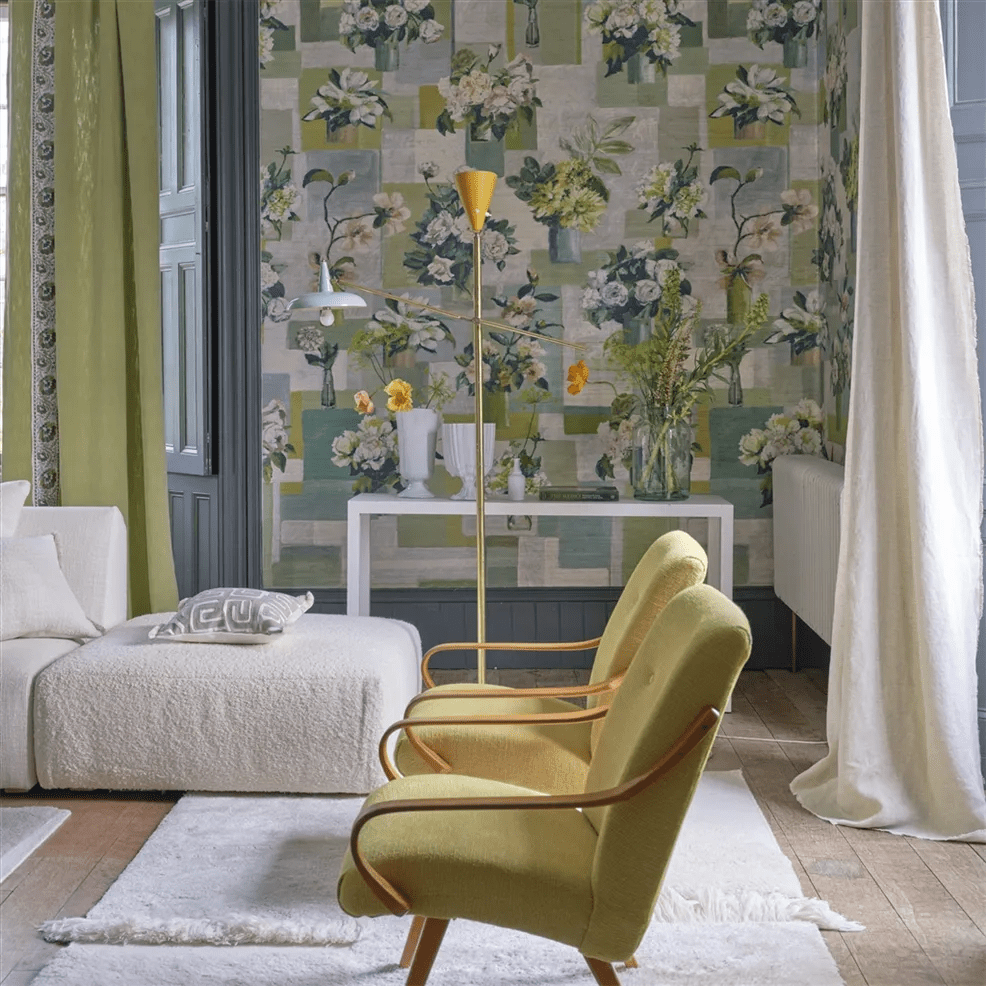Celadon Vase Grasscloth Wallpaper - Celadon - PDG1205/01 - Designers Guild - Premier Wallcovering