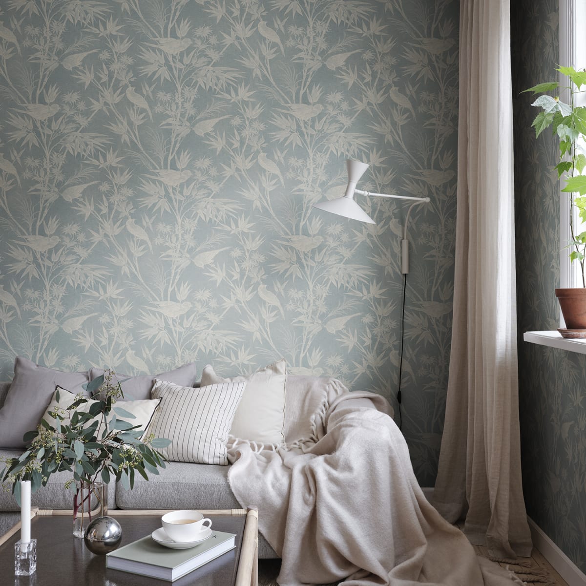 Celeste Wallpaper - Misty Blue - Sandberg - S10623 - Premier Wallcovering