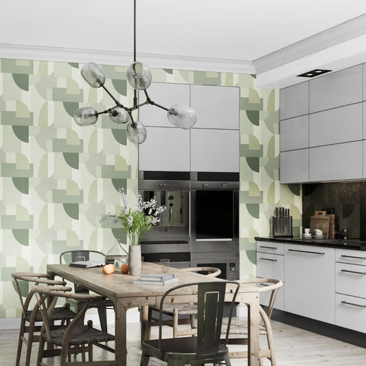 Ceruti Geometric Wallpaper - Green - Belgravia - 1422 - Premier Wallcovering