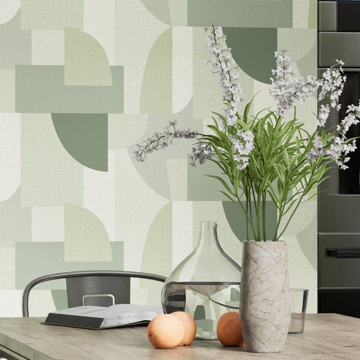 Ceruti Geometric Wallpaper - Green - Belgravia - 1422 - Premier Wallcovering