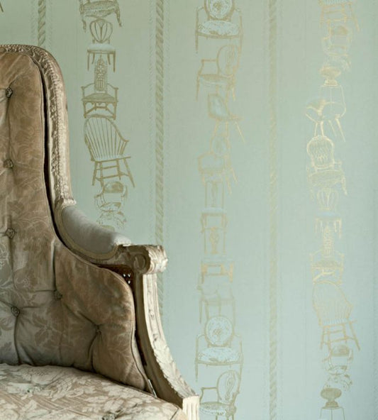 Chairs Wallpaper - Eau de Nil - BG0500101 - Barneby Gates - Premier Wallcovering