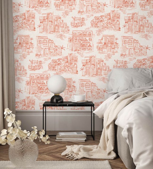 Charming Lanes Wallpaper - Pumpkin - Brand McKenzie - BMPP004/01D - Premier Wallcovering