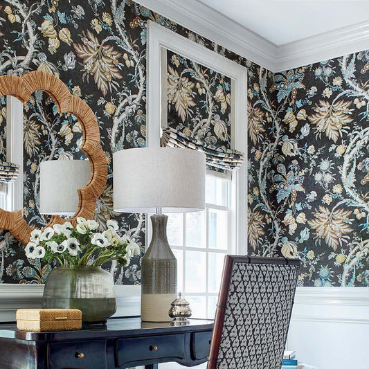 Chatelain Wallpaper - Charcoal - Thibaut - T10842 - Premier Wallcovering