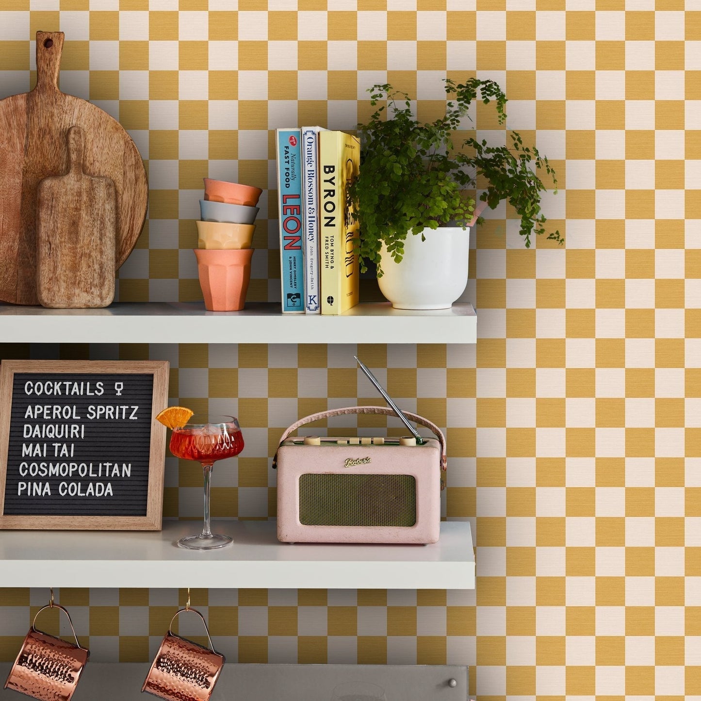 Check Me Out Wallpaper - Honey - Envy - 122370 - Premier Wallcovering