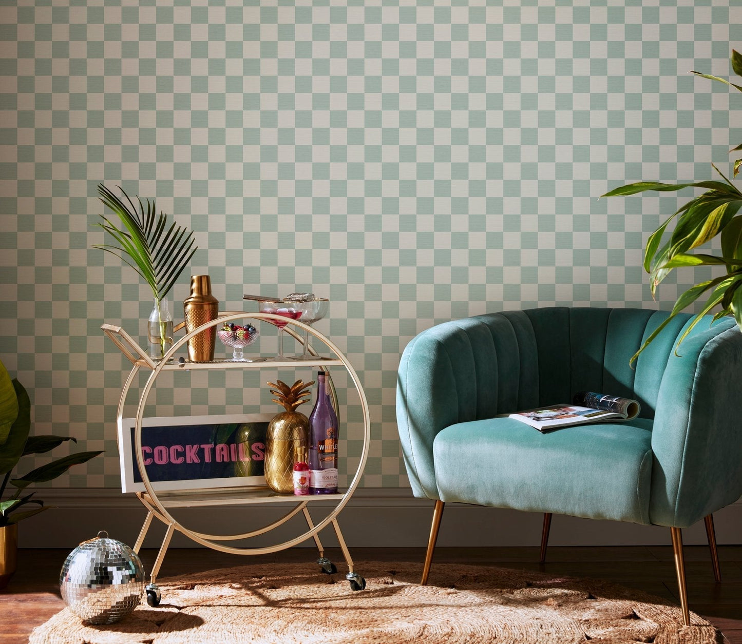 Check Me Out Wallpaper - Mint - Envy - 122368 - Premier Wallcovering