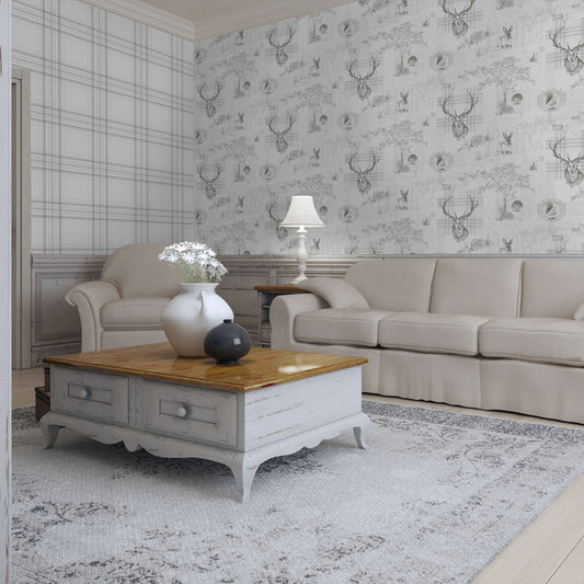 Check Wallpaper - Grey/Charcoal - Holden Décor - 12438 - Premier Wallcovering