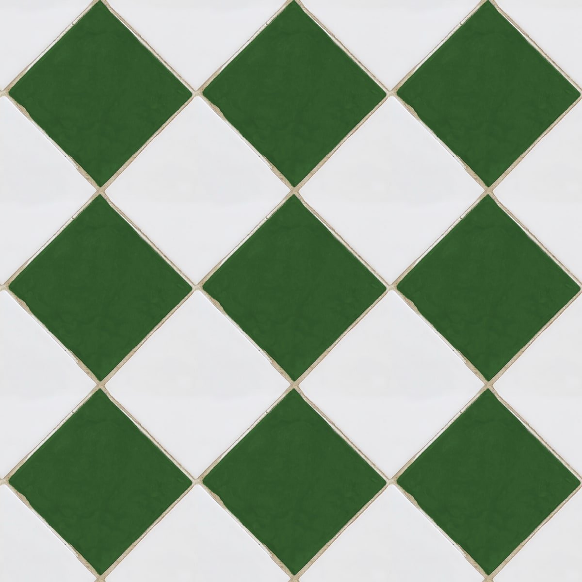 Checkered Tiles Wallpaper - White & Green - Rebel Walls - R18552 - Premier Wallcovering