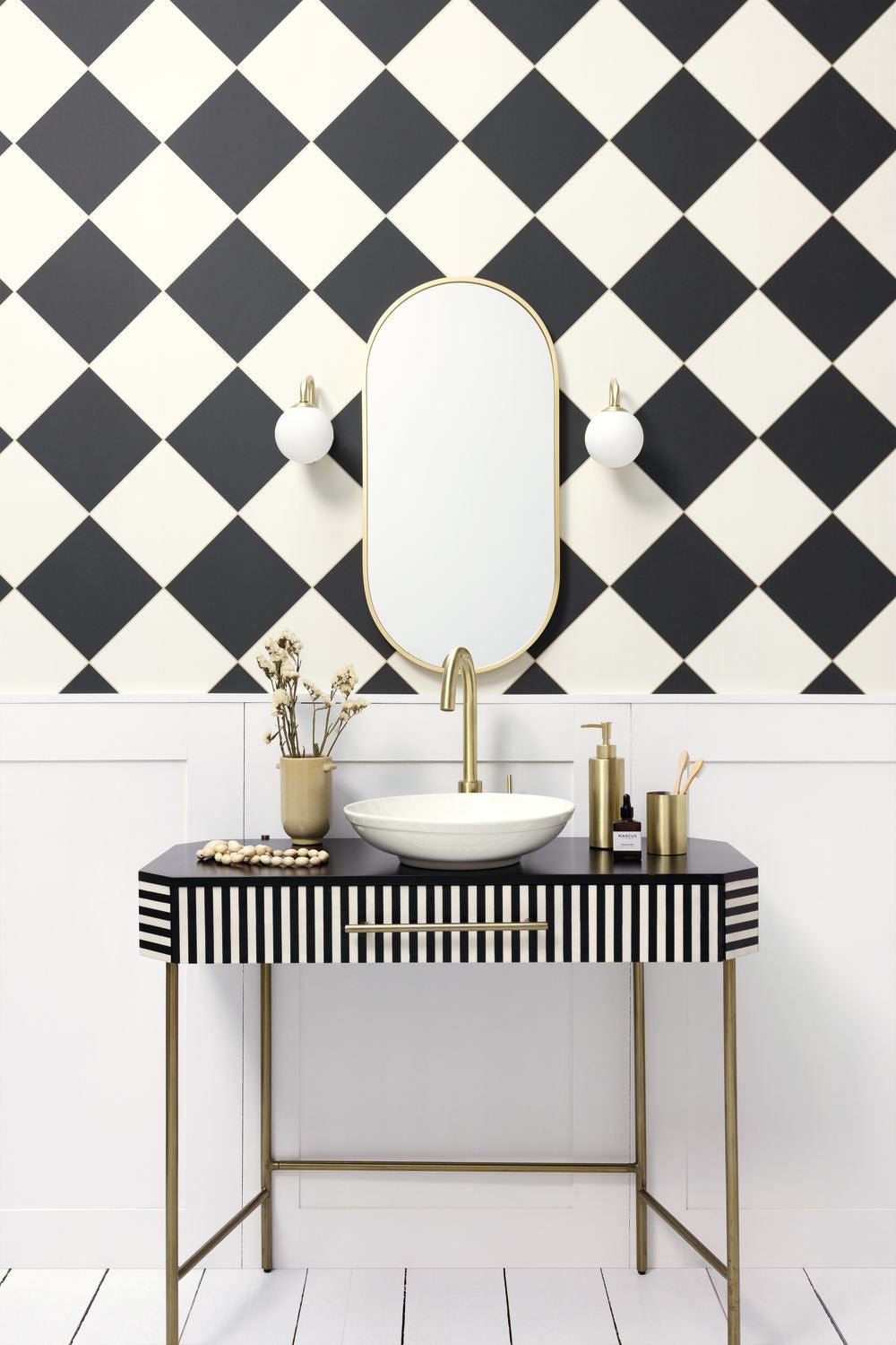 Checkmate Wallpaper - Noir Blanc - Caselio - 104250964 - Premier Wallcovering