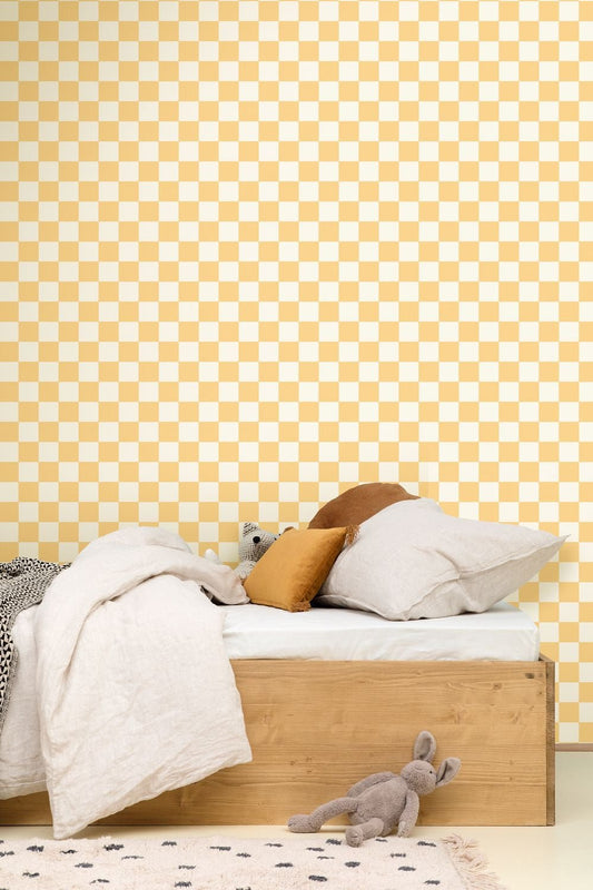 Checks Wallpaper - Jaune soleil - Caselio - 106742000 - Premier Wallcovering