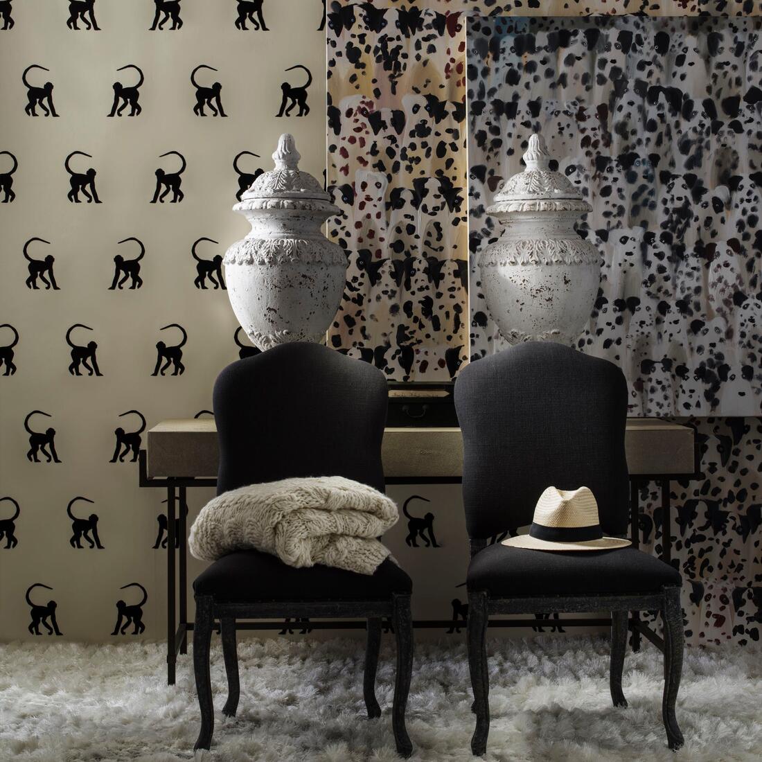 Cheeky Monkey Wallpaper - Ebony - Andrew Martin - HFCMEB - Premier Wallcovering