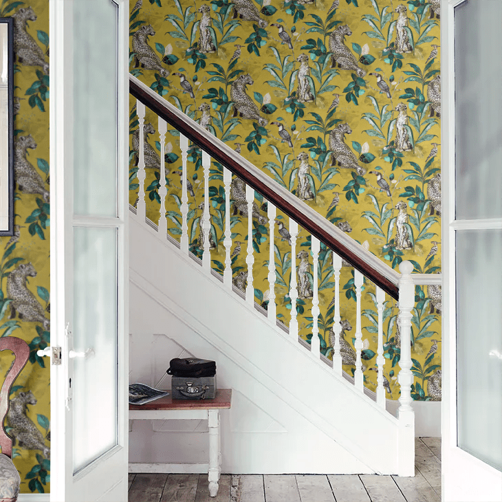 Cheetah Wallpaper - Mustard - The Graduate Collection - LH1CHEWALMUS - Premier Wallcovering