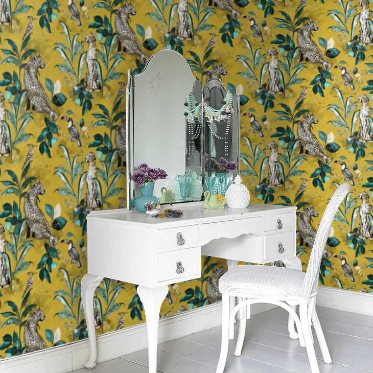 Cheetah Wallpaper - Mustard - The Graduate Collection - LH1CHEWALMUS - Premier Wallcovering