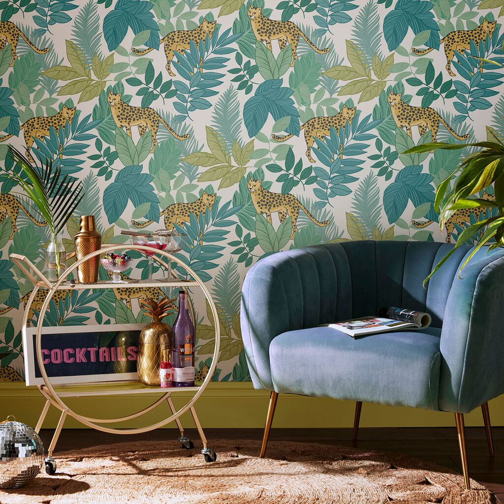 Cheetin Wallpaper - Green - Envy - 118733 - Premier Wallcovering