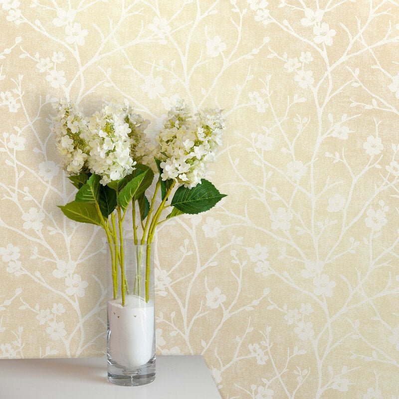 Cherry Blossom Wallpaper - Gold - SK Filson - DE41832 - Premier Wallcovering