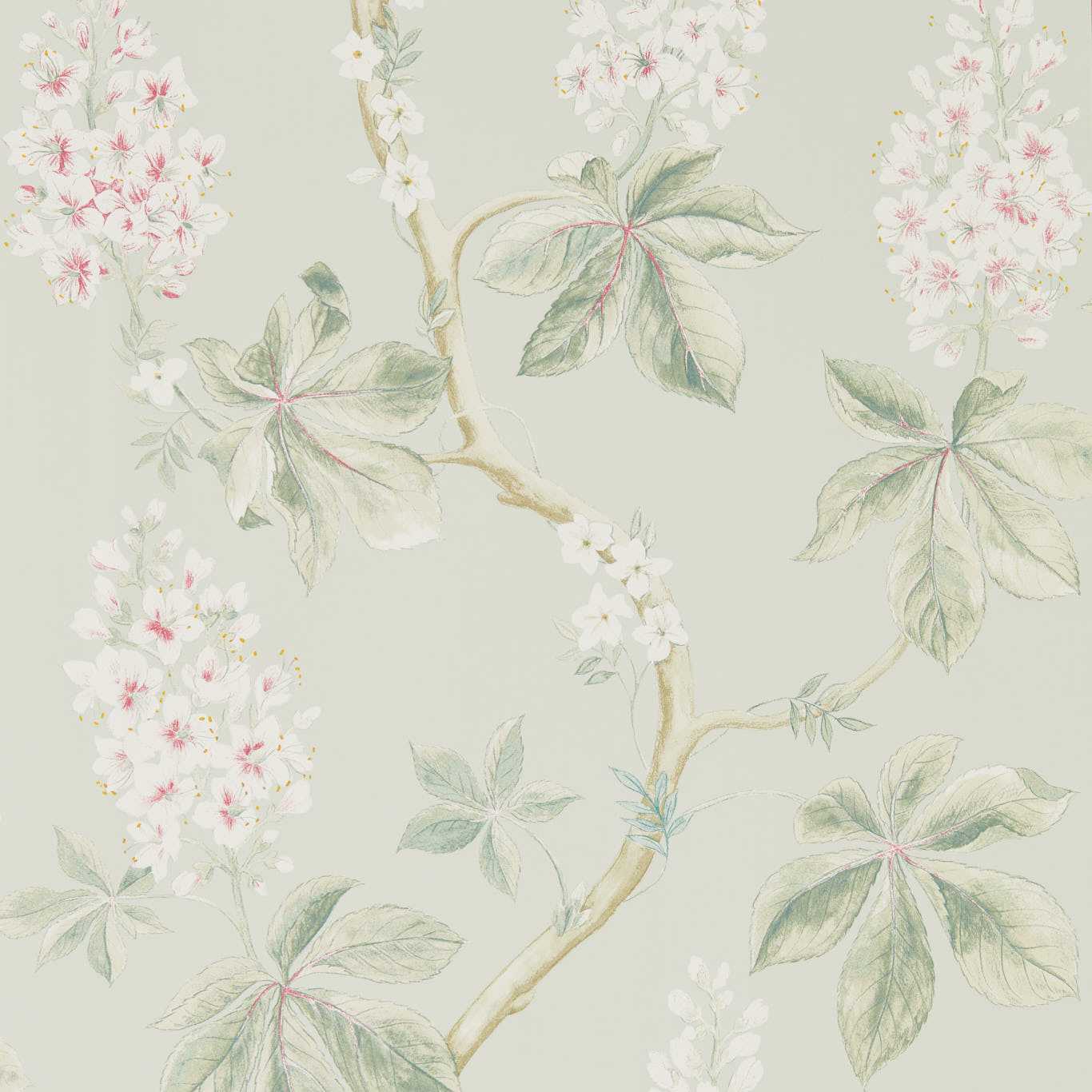 Chestnut Tree Wallpaper - Seaspray/Peony - Sanderson - DWOW215710 - Premier Wallcovering