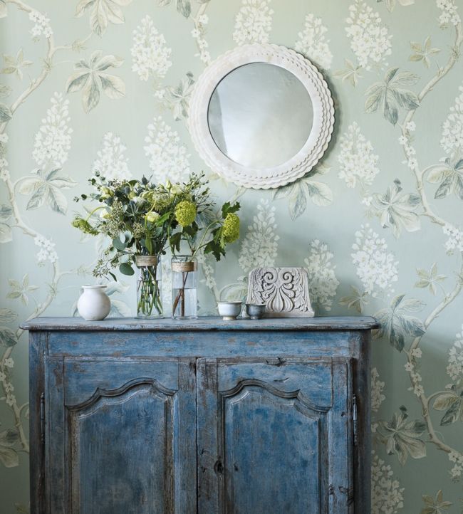 Chestnut Tree Wallpaper - Grey Blue/Sage - DWOW215708 - Sanderson - Premier Wallcovering