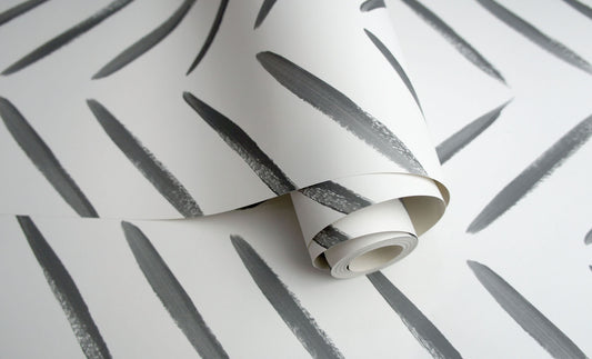 Chevron Brush Marks Wallpaper - Black and White - Holden Décor - 13040 - Premier Wallcovering