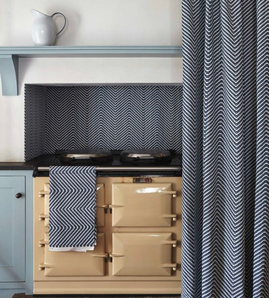 Chevron Fabric - Ink Blue - Barneby Gates - BGF030101 - Premier Wallcovering