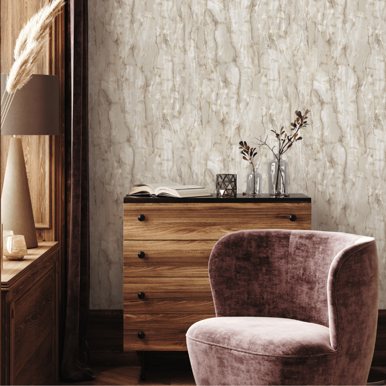 Chiara Vasari Wallpaper - Taupe - Rasch - 400211 - Premier Wallcovering