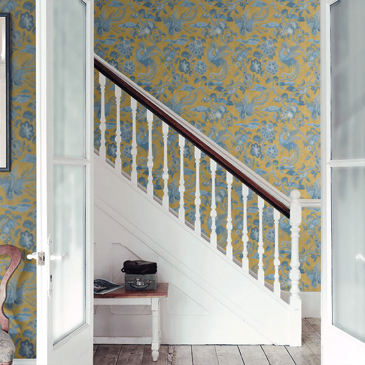 Chifu Wallpaper - Teal / Ochre - GP & J Baker - BW45087/4 - Premier Wallcovering