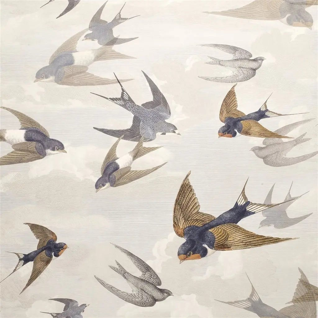 Chimney Swallows Wallpaper - Dawn - John Derian - PJD6003/04 - Premier Wallcovering