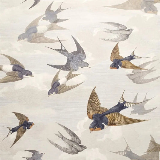 Chimney Swallows Wallpaper - Dawn - John Derian - PJD6003/04 - Premier Wallcovering