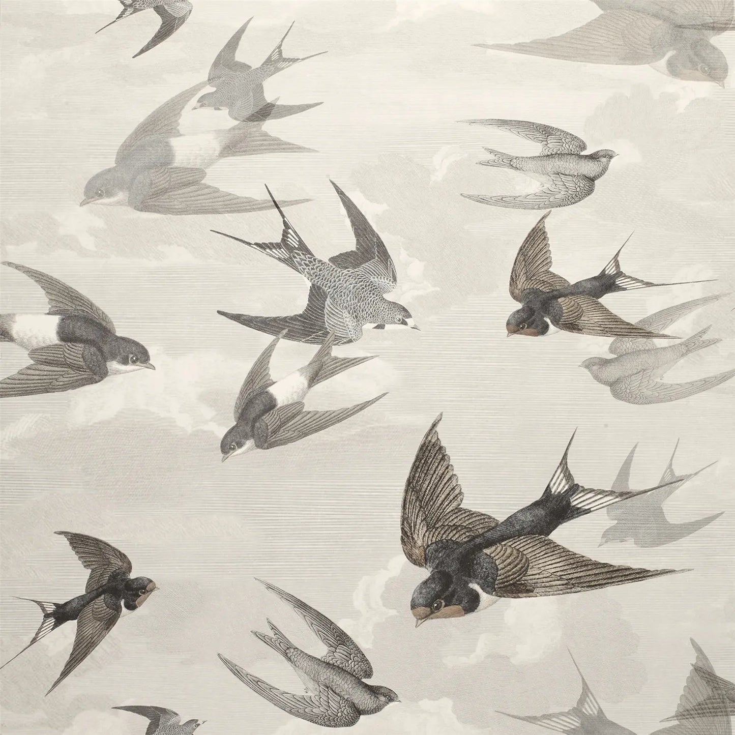 Chimney Swallows Wallpaper - Dusk - John Derian - PJD6003/02 - Premier Wallcovering