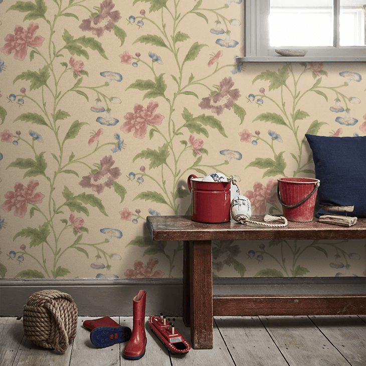 China Rose Wallpaper - Cream - Little Greene - 0247CHSAGEZ - Premier Wallcovering