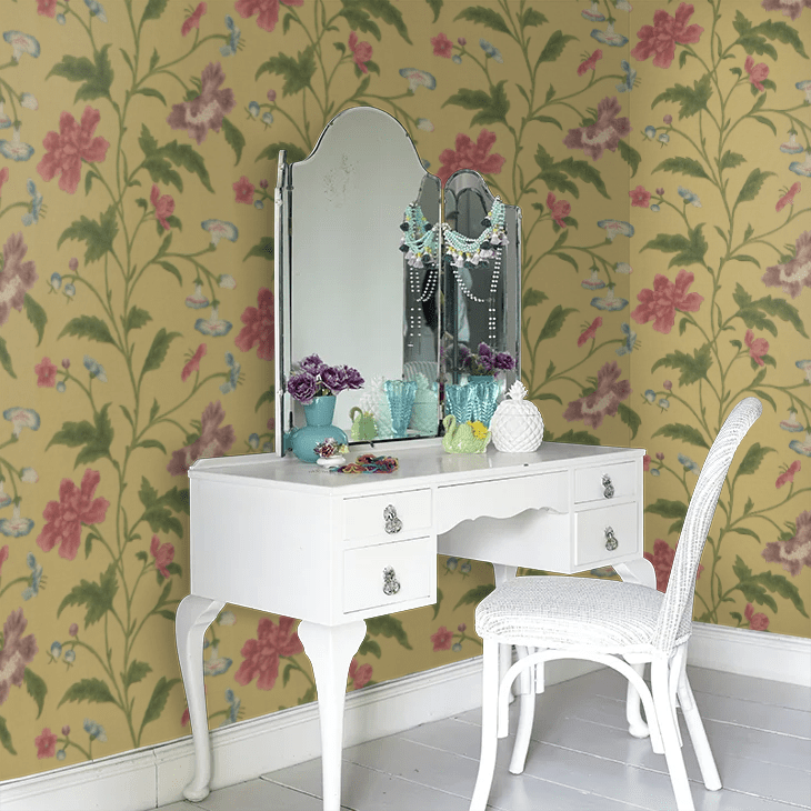 China Rose Wallpaper - Yellow Gold - Little Greene - 0247CHEMERA - Premier Wallcovering