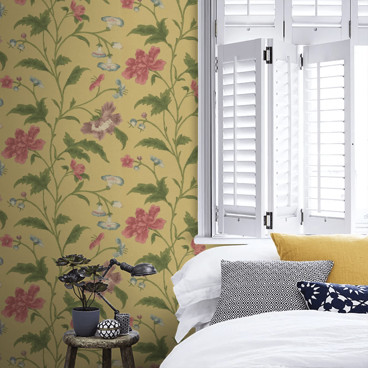 China Rose Wallpaper - Yellow Gold - Little Greene - 0247CHEMERA - Premier Wallcovering