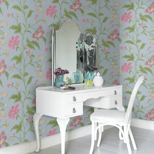 China Rose Wallpaper - China Blue - Little Greene - 0247CHBLUEL - Premier Wallcovering