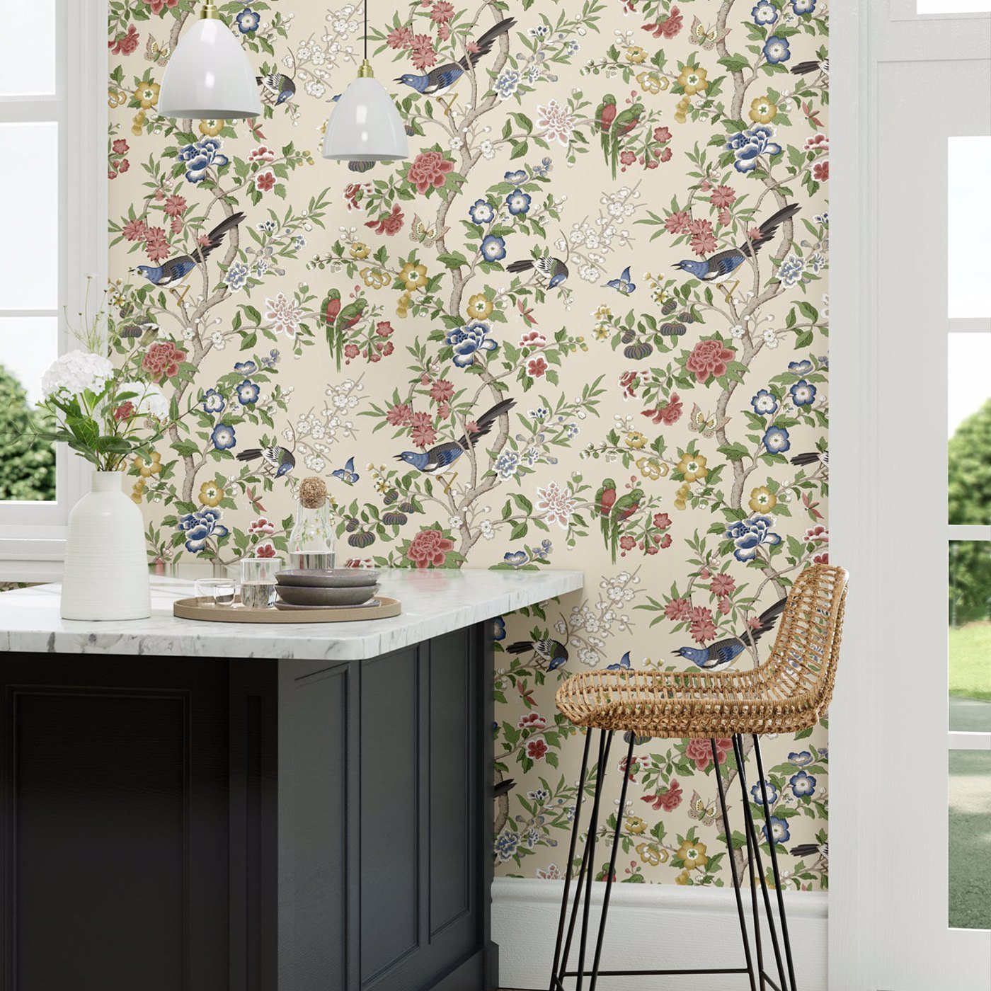 Chinoiserie Hall Wallpaper - Linen/ Chintz - DWAW217113 - Sanderson - Premier Wallcovering