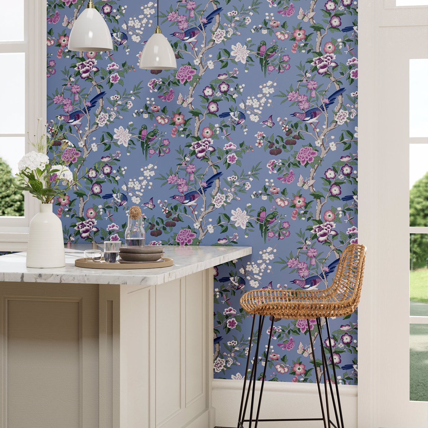 Chinoiserie Hall Wallpaper - Blueberry/Purple - DWAW217111 - Sanderson - Premier Wallcovering