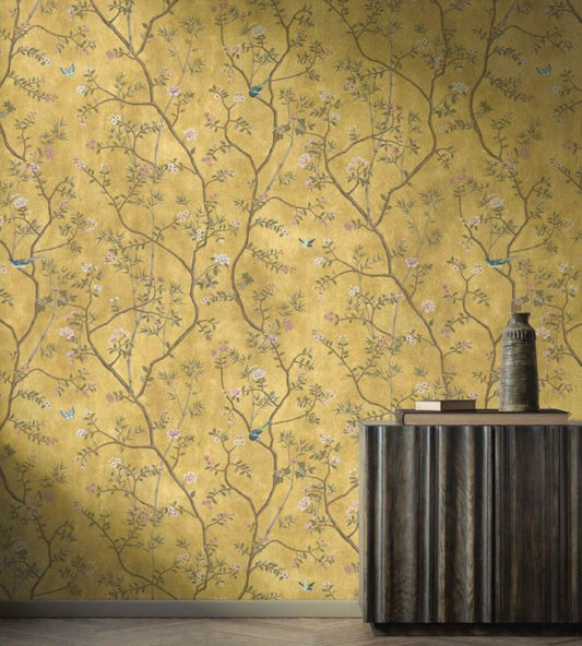 Chinoiserie Onism Wallpaper - Mural - Old Gold - Woodchip & Magnolia - WM - 454 - 01R - Premier Wallcovering