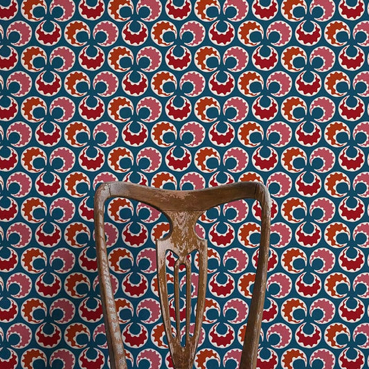 Chintamani Fun Wallpaper - Blue and Red - Ottoline - W/CHINF/103/1 - Premier Wallcovering