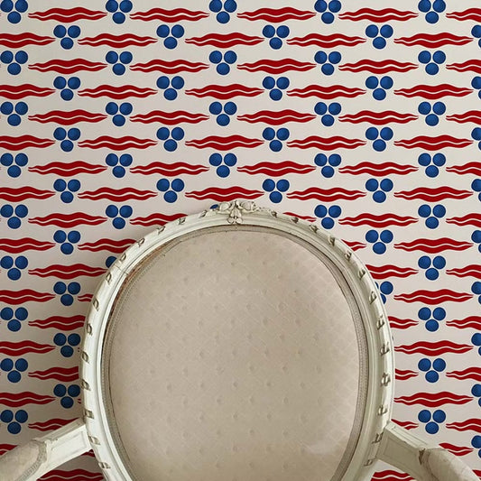 Chintamani Wallpaper - White / Red / Blue - Ottoline - W/CHIN/101/1 - Premier Wallcovering